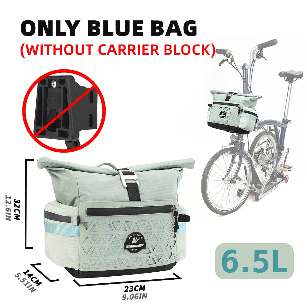 Rhinowalk 6.5L Bicycle Handlebar Bag Quick Release Front Bag with Rain Cover, Black