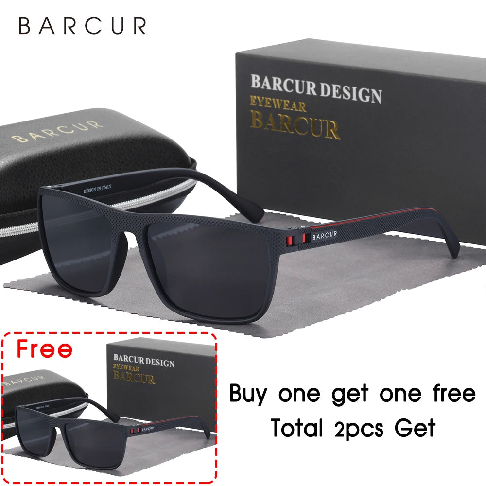 BARCUR Design TR90 Sunglasses Men Polarized Light Weight Sports Sun Glasses Women Eyewear Accessory Oculos UVAB Protection
