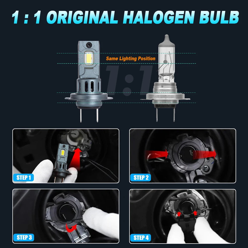 WHOLESAL H7 LED Headlight Bulb Wireless 120W 20000LM 6500K CSP for Car Headlamp Auto Diode Lamps H7 Turbo Led 12V Automobile