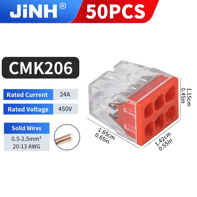 50Pcs Mini Quick Wire Connectors 2/3/4/5/6/8 Ports Terminal Block Hard Stainless Easy Electric Quick Push-In Light House Wiring