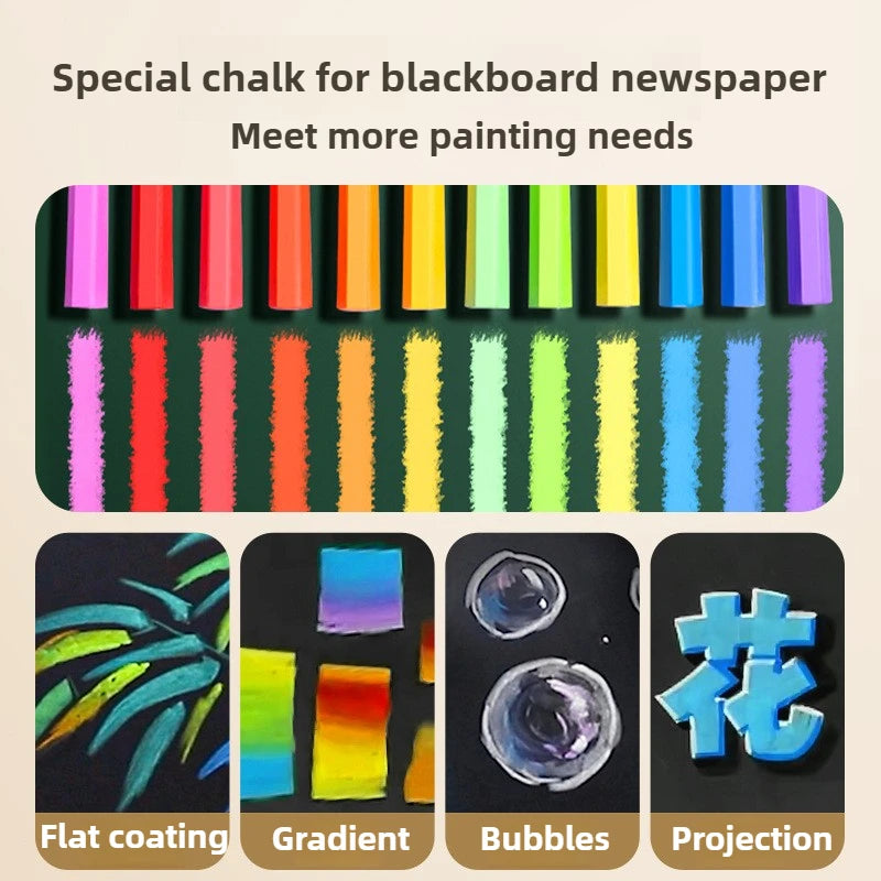 ENMY Dustless Chalk Sticks Non-Dusty Bright Colors, 12-36 Colors, 48-72 pcs