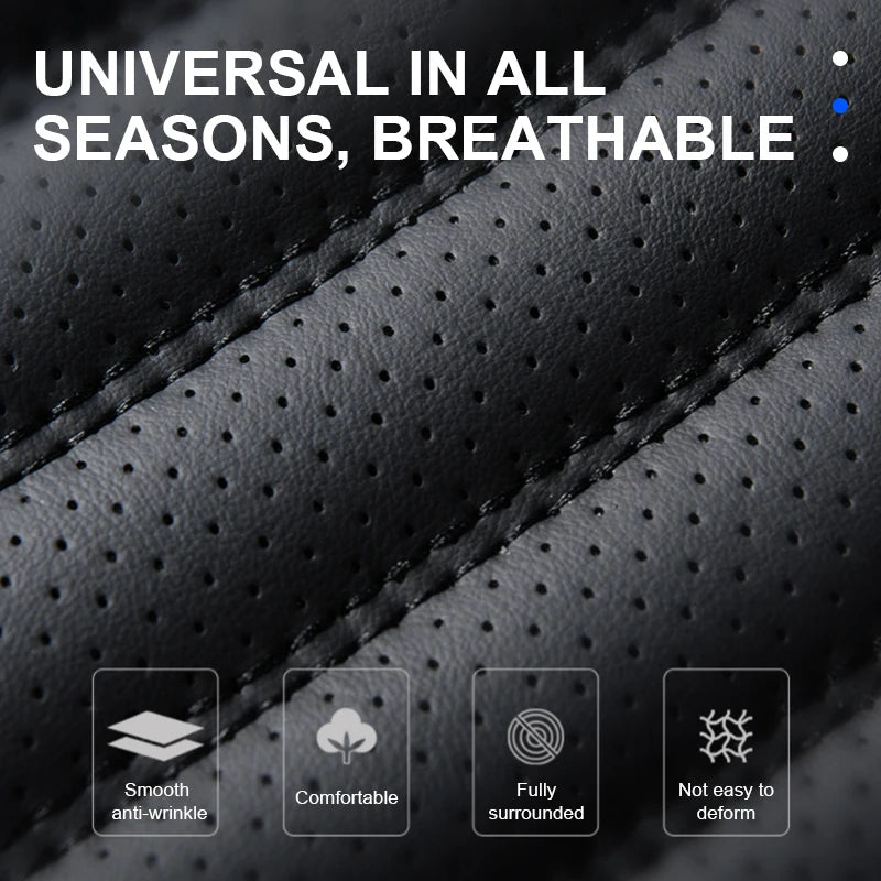 SEAMETAL Full-Wrapped Car Seat Cover Breathable Hole PU Car Front Seat Cushion Universal Anti Slip Auto Chair Protector Cover