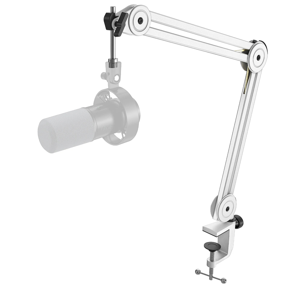 FIFINE Microphone Arm Boom,Adjustable Heavy Suspension Boom with Desk Clamp for K658/A2/Gaming,Streaming,Podcasting-BM63W-White