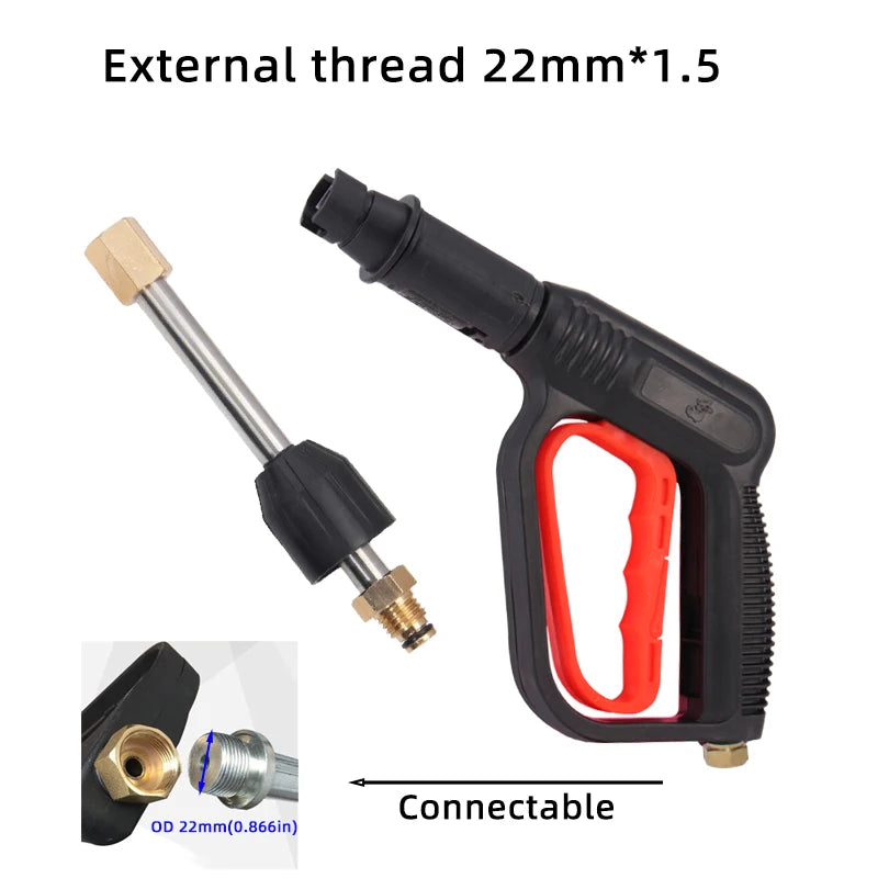 2175PSI Adjustable High Pressure Washer Gun - Straight/Fan Spray Nozzle with Detachable Extension Wand & Duckbill Clip