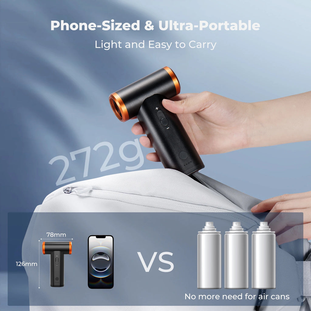 300000RPM Vacuum Compressed Electric Air Duster Recharge 2-in-1 Suction&Air Blower for Computer,Laptop Keyboard,Car,Camera Clean