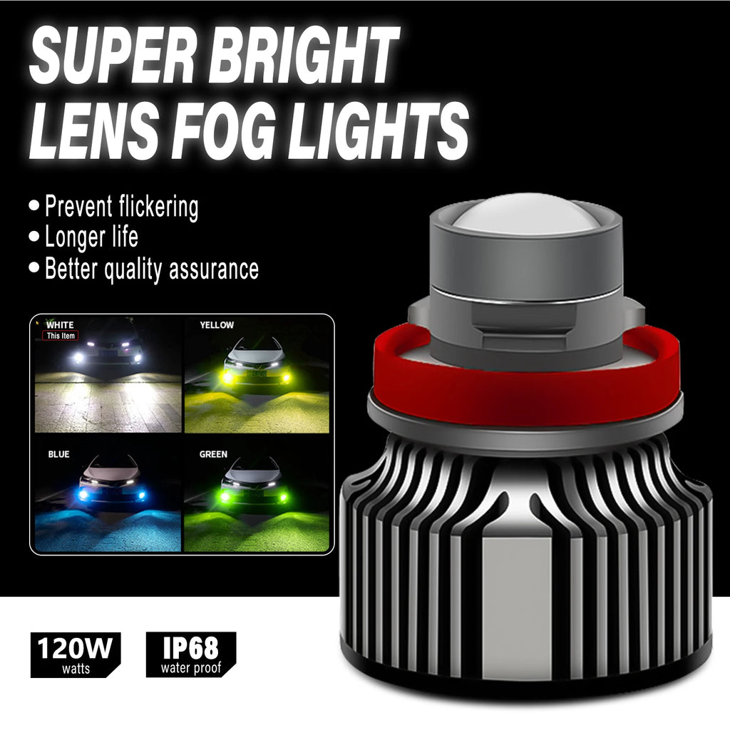 H7 Laser Lens H11 Led Fog Light Bulb H11 Led Fog Lamp H8 H16 9005 HB3 9006 HB4 CSP Blue 6000K 3000K Turbo Fog Light For Car 12V
