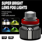 H7 Laser Lens H11 Led Fog Light Bulb H11 Led Fog Lamp H8 H16 9005 HB3 9006 HB4 CSP Blue 6000K 3000K Turbo Fog Light For Car 12V