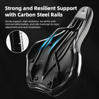 ROCKBROS Bicycle Saddle Hollow Breathable Shockproof Cycling Seat PU Non-Slip Leather Cushion Lightweight MTB Road Saddles