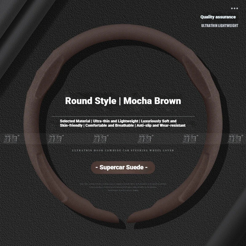 Snap-on leather steering wheel cover for Mazda 3 5 6 CX-5 CX-9 MX-5, black/brown/red/orange
