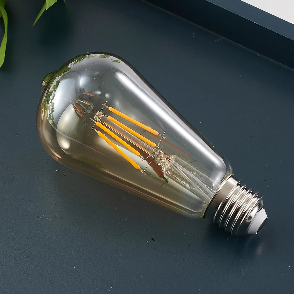 ST64 LED Bulb 6-Pack 4W/6W/8W Edison Retro Vintage Light Bulb - E27 Screw Base 220V 2700K Warm White,  Energy Saving