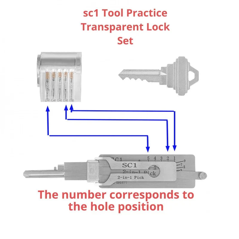 SS001/2 PRO KW1/5 SC1/4 Key Decoder Stainless Steel Precision Tool O-ring Pickup Kit Hook Tool Pickup Hand Tool Lock Decoders