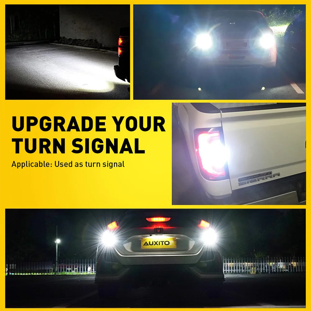 AUXITO 2Pcs Canbus T20 LED 7443 W21/5W LED Bulbs 7440 WY21W W21W LED Car Reverse Tail Lamp Turn Signal Lights No Error White 12V