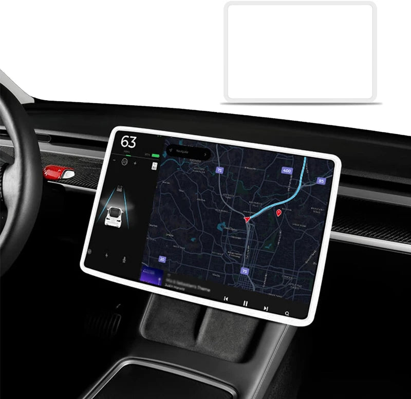 For Tesla Juniper Y Highland 3 YL Silicone Central Control Screen Frame Cover Anti-Scratch Edge Protector Car Interior Accessori