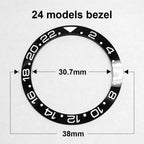 Ceramic sloped luminous watch bezel insert 38-30.7mm fits 40mm case, assorted colors