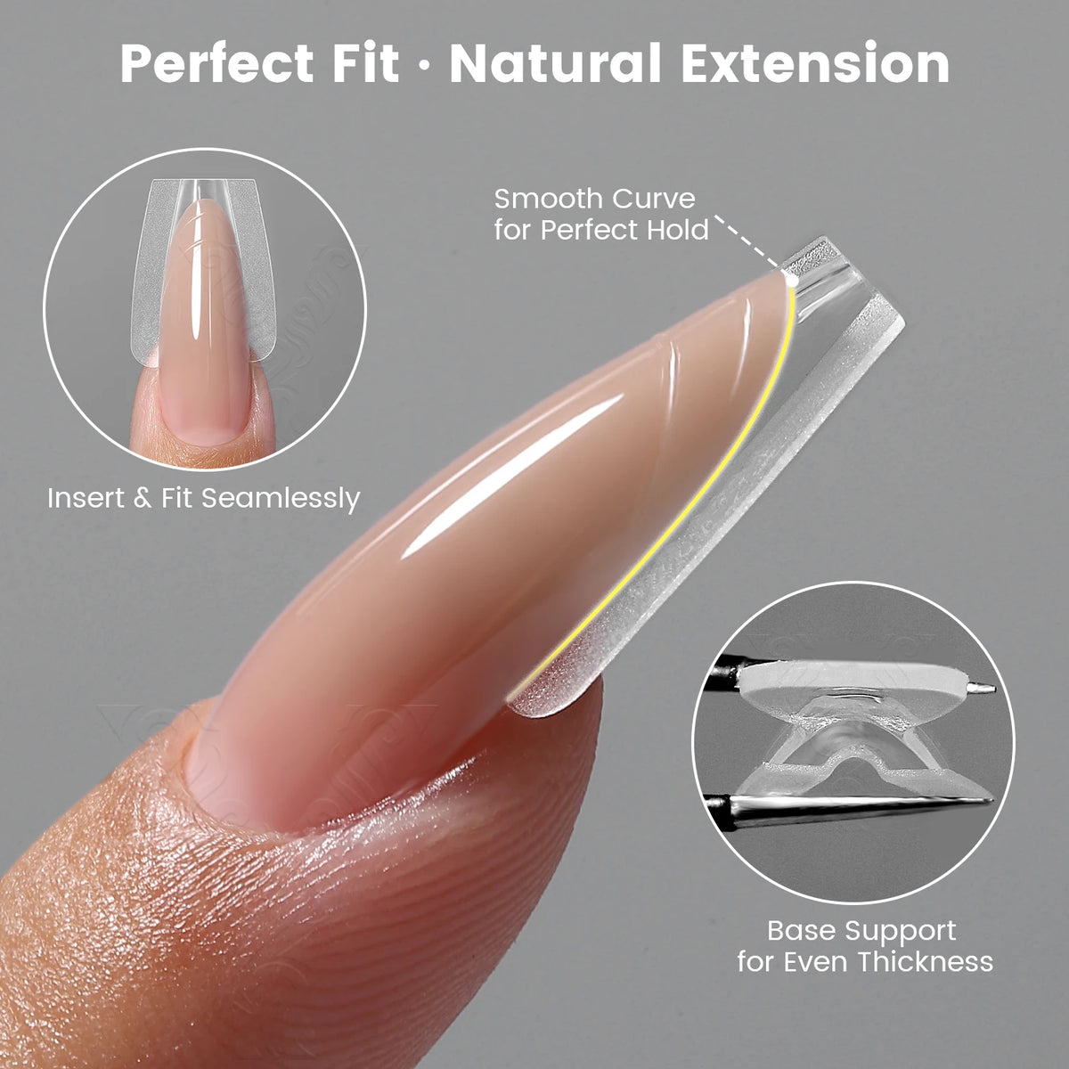 YOKEFELLOW&MR NAIL Sandwich Nail Forms 15size 240pcs Oval Extension Dual Form No Paper Forms Needed For Easy Nail Extensions