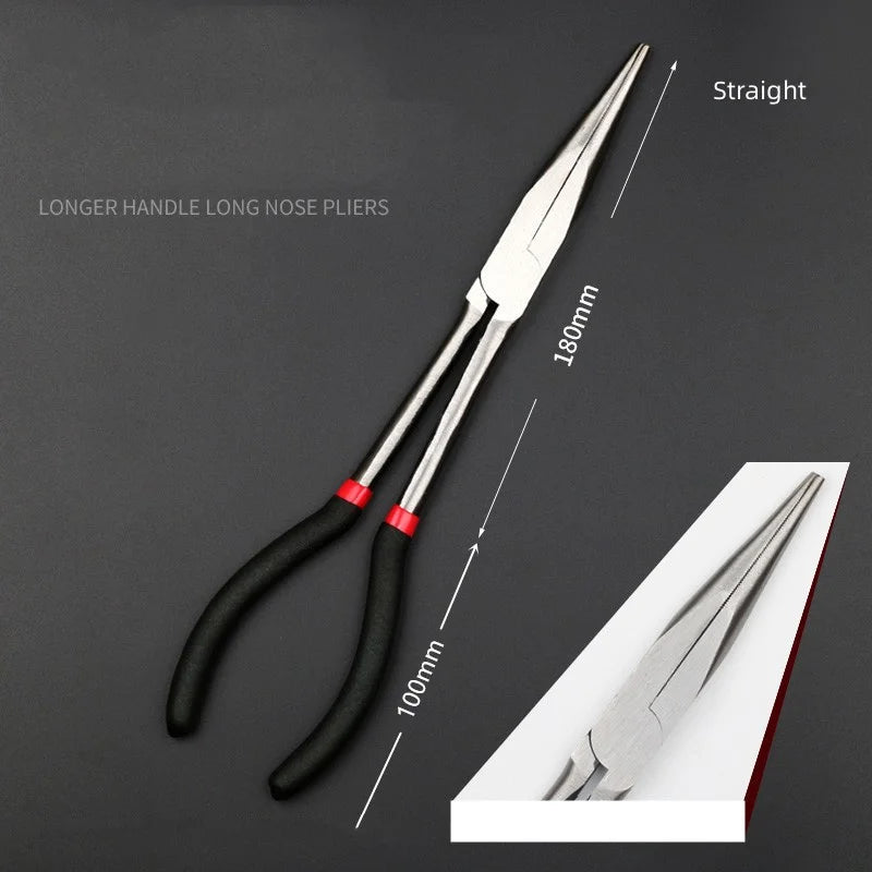 1pc 11-inch High Quality Long Nose Pliers with Curved and Straight Tips - Ideal for Industrial, DIY Applications and Car Repair