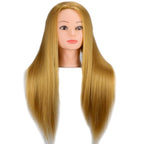Mannequin Head 100% Synthetic Hair Hairdresser Training Head With Tripod Manikin Cosmetology Doll Head For Braiding Styling