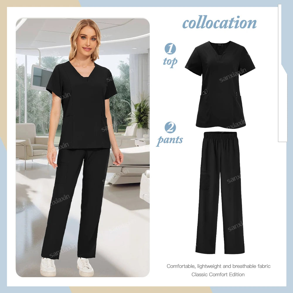 Niaahinn brand Set Women's Medical Uniforms Surgical Pajamas Nurse Uniforms Scrub Set Hospital Work Clothes Dental Surgery Suits