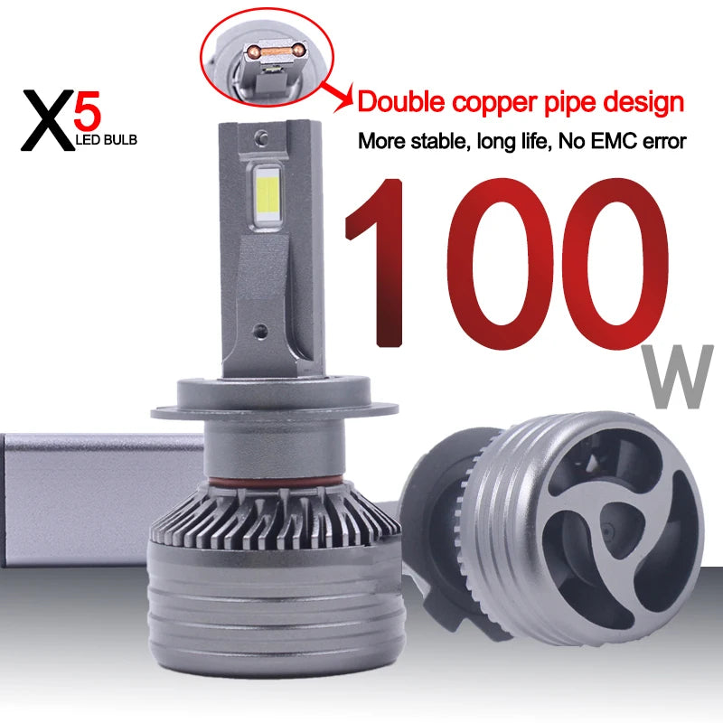 X5 100W H7 Car LED Headlight Bulb Fog Light Canbus 6000k K5C H1 H4 H7 H11 9005 9006 Auto LED Headlamp H11 Led Lights for Car