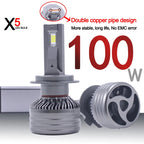 X5 100W H7 Car LED Headlight Bulb Fog Light Canbus 6000k K5C H1 H4 H7 H11 9005 9006 Auto LED Headlamp H11 Led Lights for Car