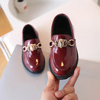 Children's Shoes Girls Autumn Princess Fashion Leather Shoes Kids Soft Sole British Style Black Student Performance Shoes