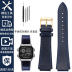 Retro Genuine Leather Watchband For Casio AE1200 AE1300 A158W/A168 W-216H Vintage Watch Strap convex mouth Men's Bracelet 18MM