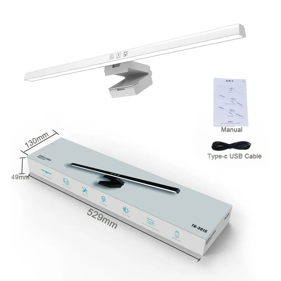 50cm Monitor Light Bar USB Screen Hanging Lamp Stepless Dimming Desk Light Black/White