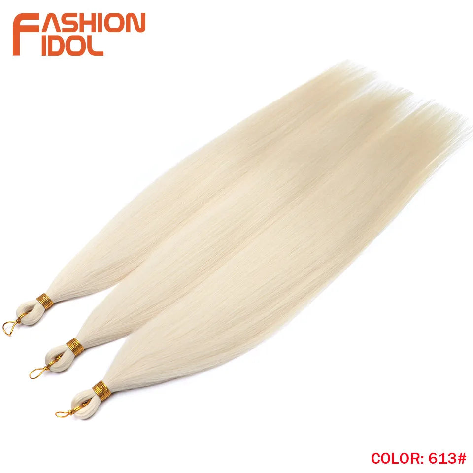Straight crochet braids hair extensions 3pcs 28in synthetic pony hair bundles ombre silver grey