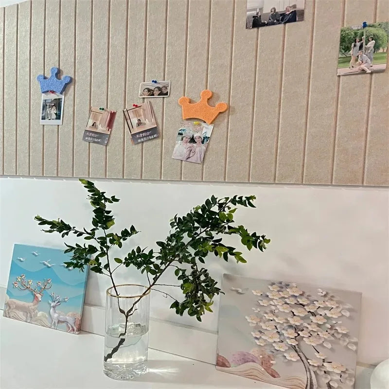 Felt Wall Sticker Display Board for Classroom Photo Wall, 2pcs Set, Grey Yellow Camel