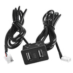 Car Dash Mount Dual USB Port Panel Interface Extension 145cm Cable Adapter Dual USB TypeC Port Panel AUX Extension Cable Adapter