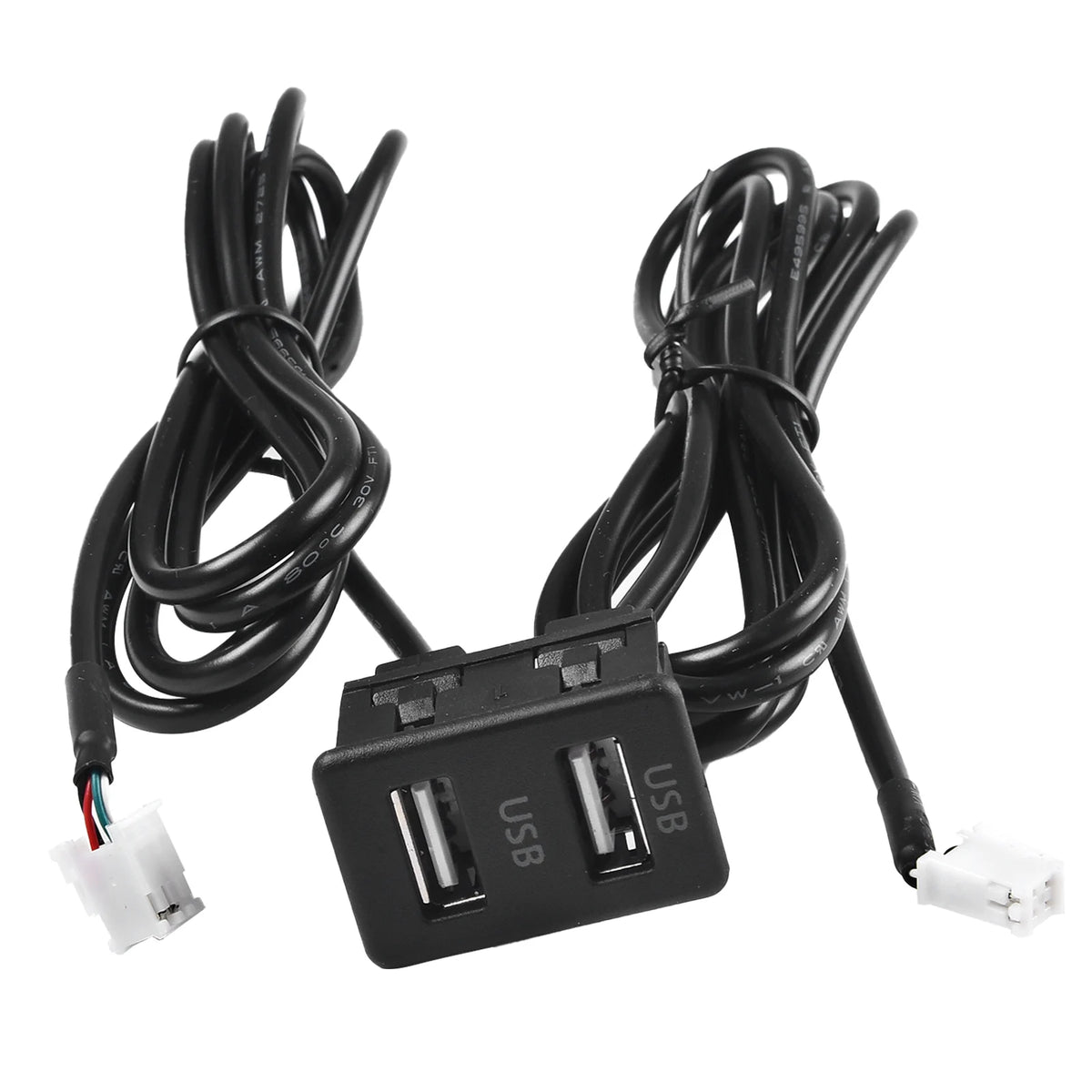 Car Dash Mount Dual USB Port Panel Interface Extension 145cm Cable Adapter Dual USB TypeC Port Panel AUX Extension Cable Adapter
