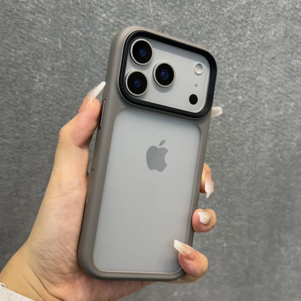 Luxury Orange Shield Matte Transparent Phone Case For iPhone 17 Pro Max 17 Pro 17 New Metal Buttons Skin Feel Shockproof Cover