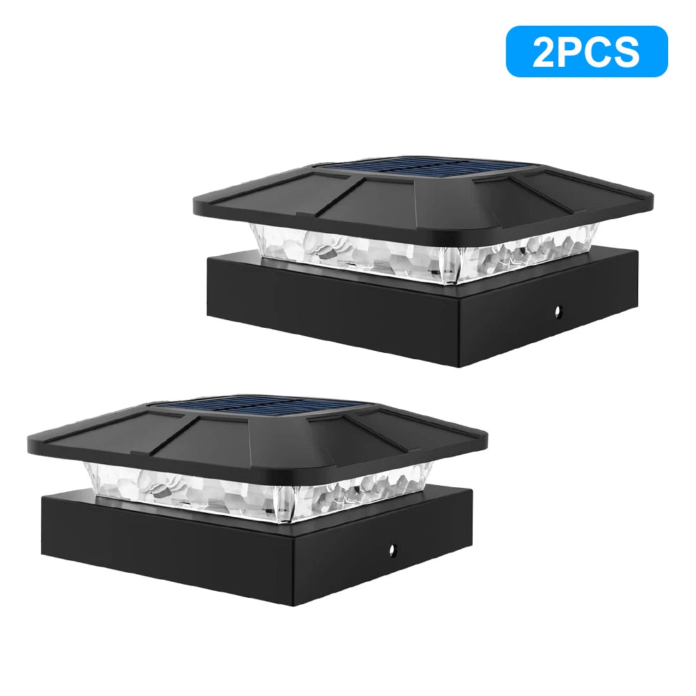 Solar post cap lights 4x4in waterproof outdoor fence/deck lights, 3 modes, 2pcs or 8pcs