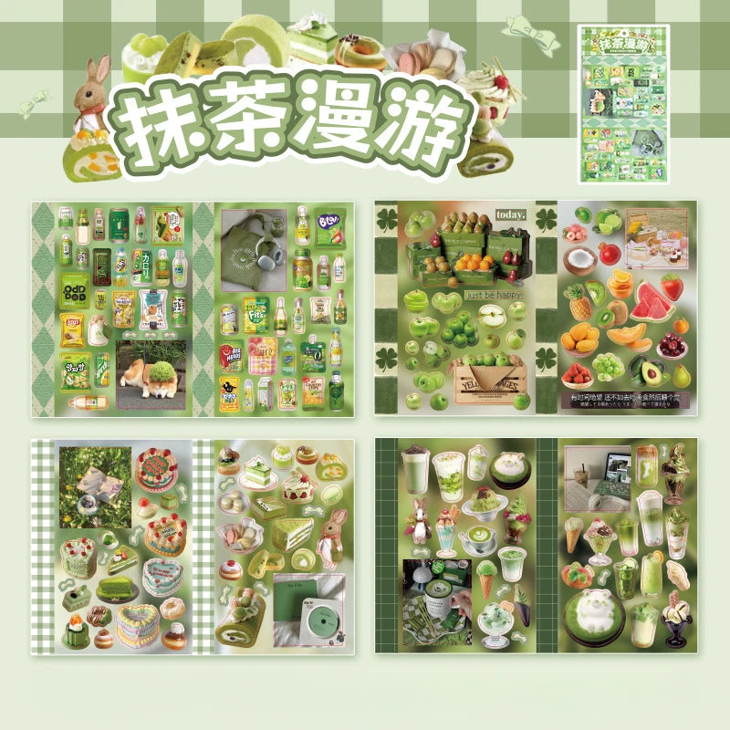 4pc/set Japanese Y2K Cute Scrapbook Sticker Aesthetic Kawaii Animal Food Dessert Journaling Sticker DIY Decor Stationery Sticker