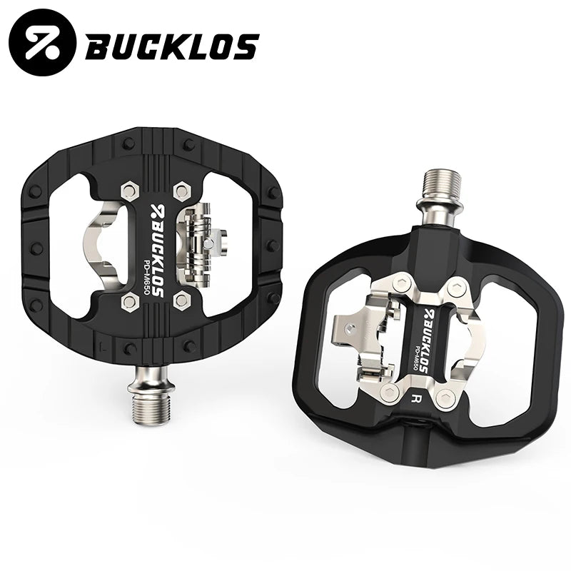 BUCKLOS Mountain Bicycle Pedals Sealed Bearing Dual Clipless Flat & Lock Pedal for Shimano SPD Nylon Bike Pedals Cycling Parts