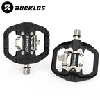 BUCKLOS Mountain Bicycle Pedals Sealed Bearing Dual Clipless Flat & Lock Pedal for Shimano SPD Nylon Bike Pedals Cycling Parts