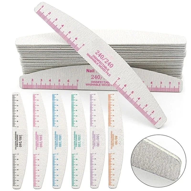 50pcs Nail File Wooden Sanding Buffer Block Pedicure Manicure UV Gel Nail Polish Pro Nail Files Artificial Nail Tips Tools