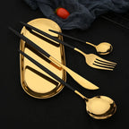 16pcs Pink Gold Dinnerware Tableware Set Mirror Stainless Steel Cutlery Kitchen Knife Fork Spoon Restaurant Wedding Flatware Set