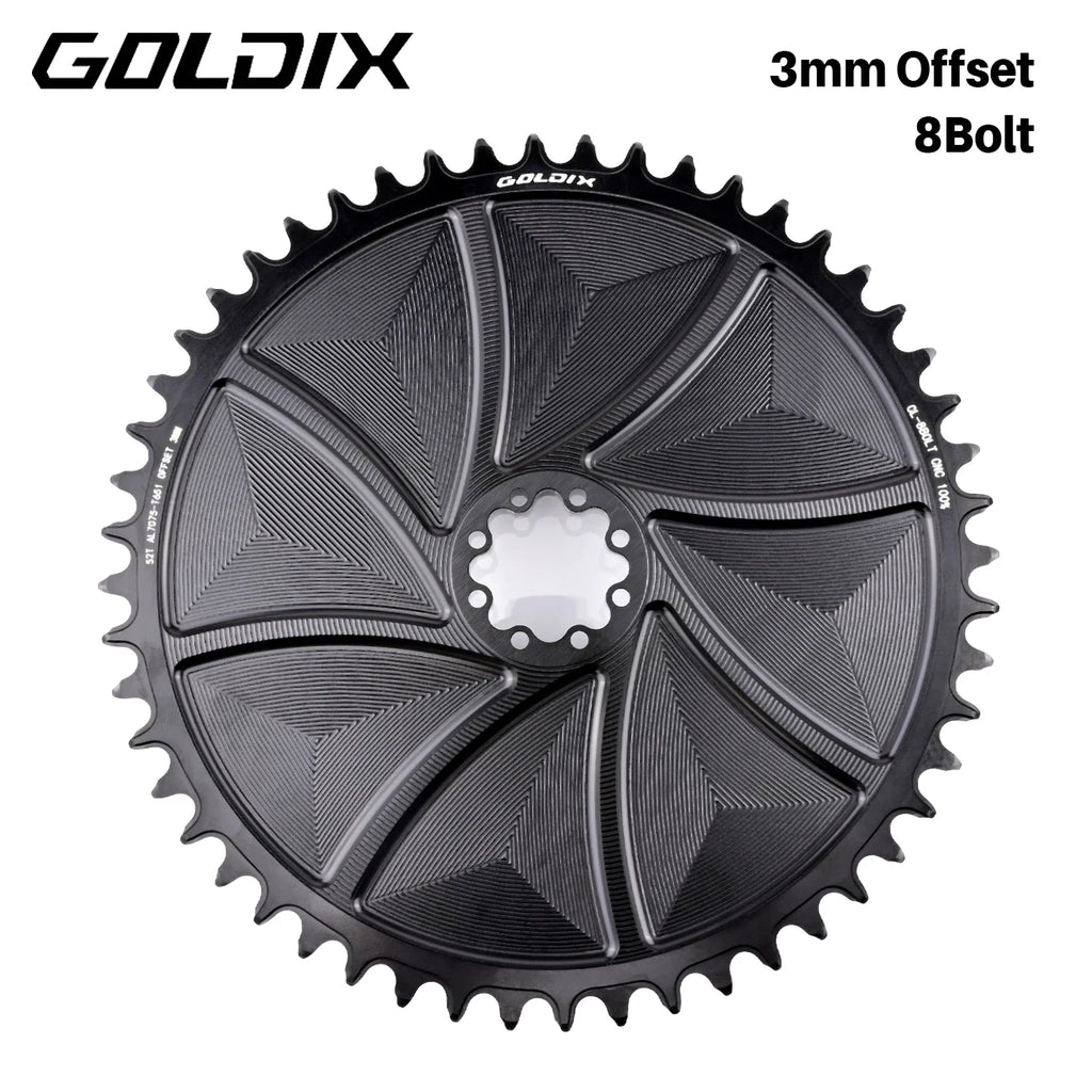 GOLDIX 8-Bolt Bicycle Chainring Wide and Narrow Teeth AERO Chainring CNC Hollow Cutting Machining for SRAM 8Bolt Crankset