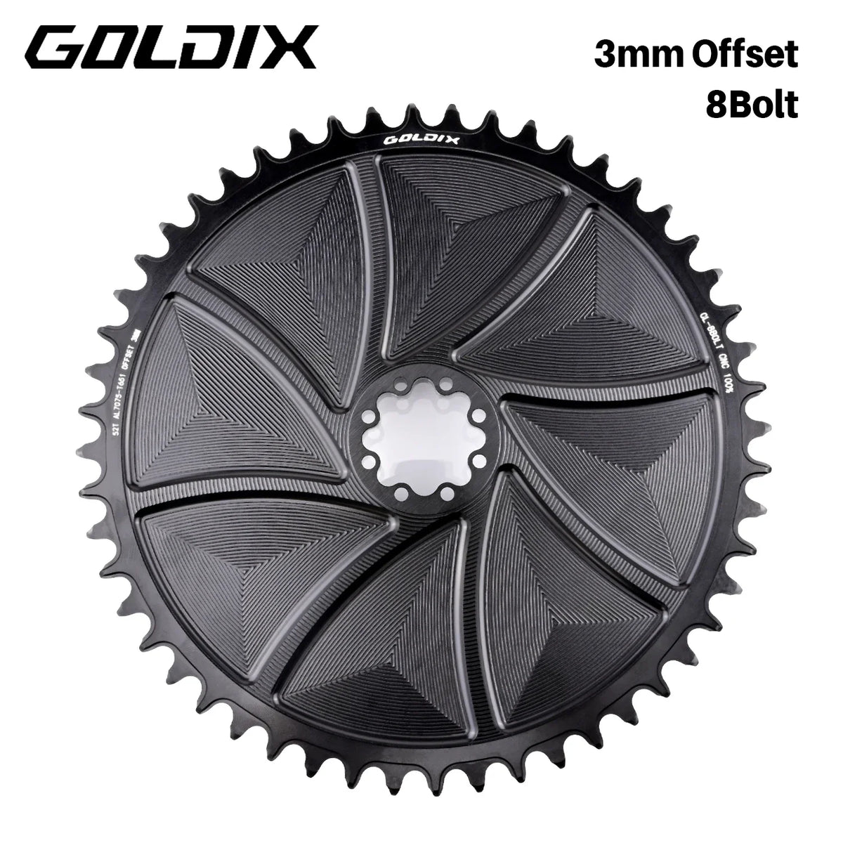 GOLDIX 8-Bolt Bicycle Chainring Wide and Narrow Teeth AERO Chainring CNC Hollow Cutting Machining for SRAM 8Bolt Crankset