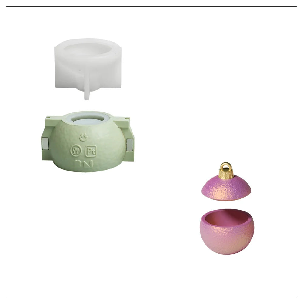 Christmas Bauble Candle Jar Silicone Mold, Reusable for Concrete Jesmonite Cement, Large/Small