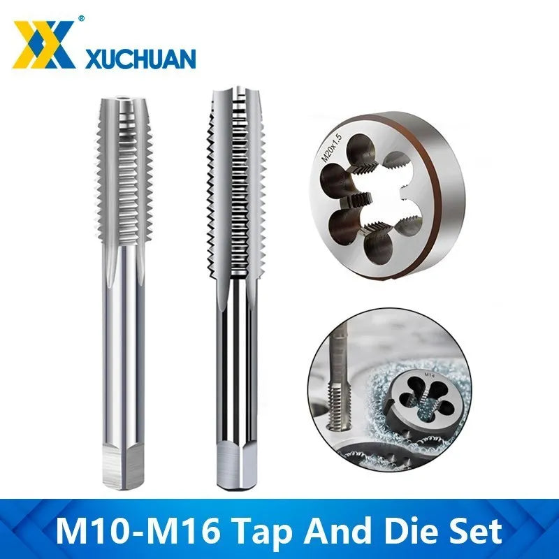 Screw Tap And Die Set HSS Metric Right Hand Machine Plug Tap Straight Flute 2pcs HSS Hand Tap Drill Bit M10 M12 M14 M15 M16