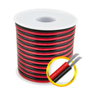 10M~50M 16 18 20 22 24 26 28 30AWG 2Pins Copper Wire DIY LED Lamp Connector Red & Black Flat Ribbon Cable 300V 80C
