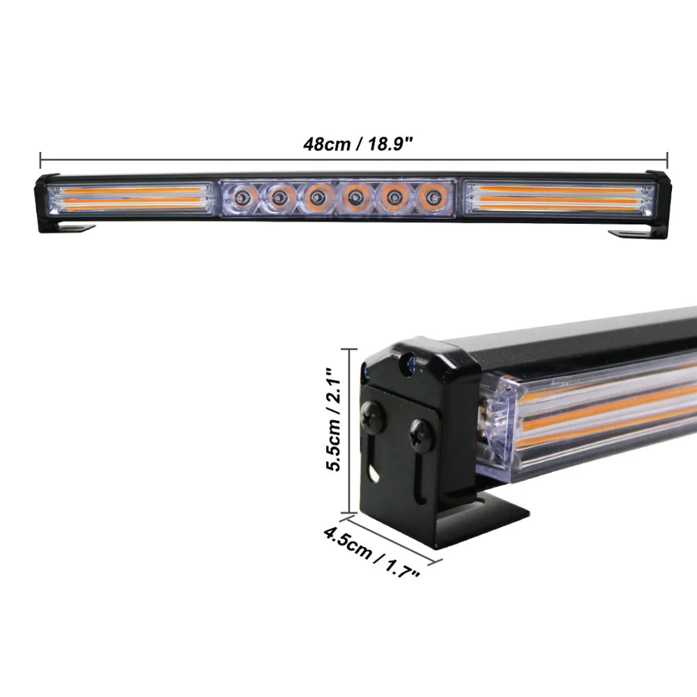 LED Emergency Strobe Warning Light Bar COB Traffic Advisor Lamp Amber or Amber/White