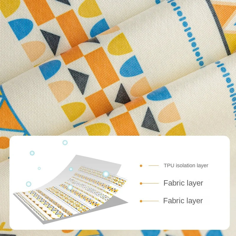 Waterproof and Oil Resistant Tablecloth Cotton and Linen Non Wash Fabric Ethnic Style Rectangular Tassel Homestay Tablecloth