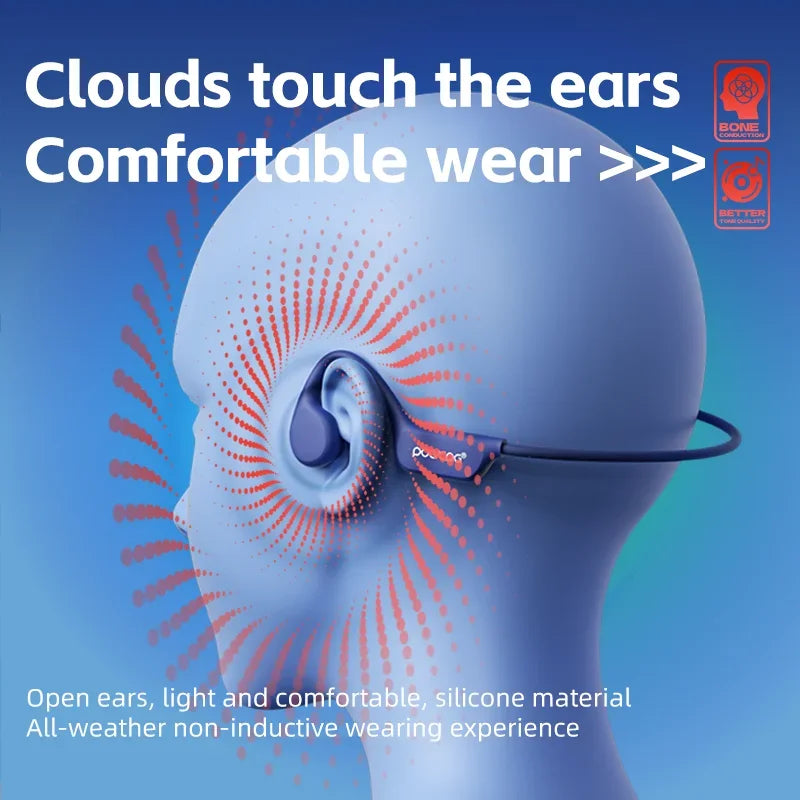 POLVCDG X7 Bone Conduction Bluetooth Swimming Headphones IPX8 Waterproof, 8GB, Blue/White/Black Red