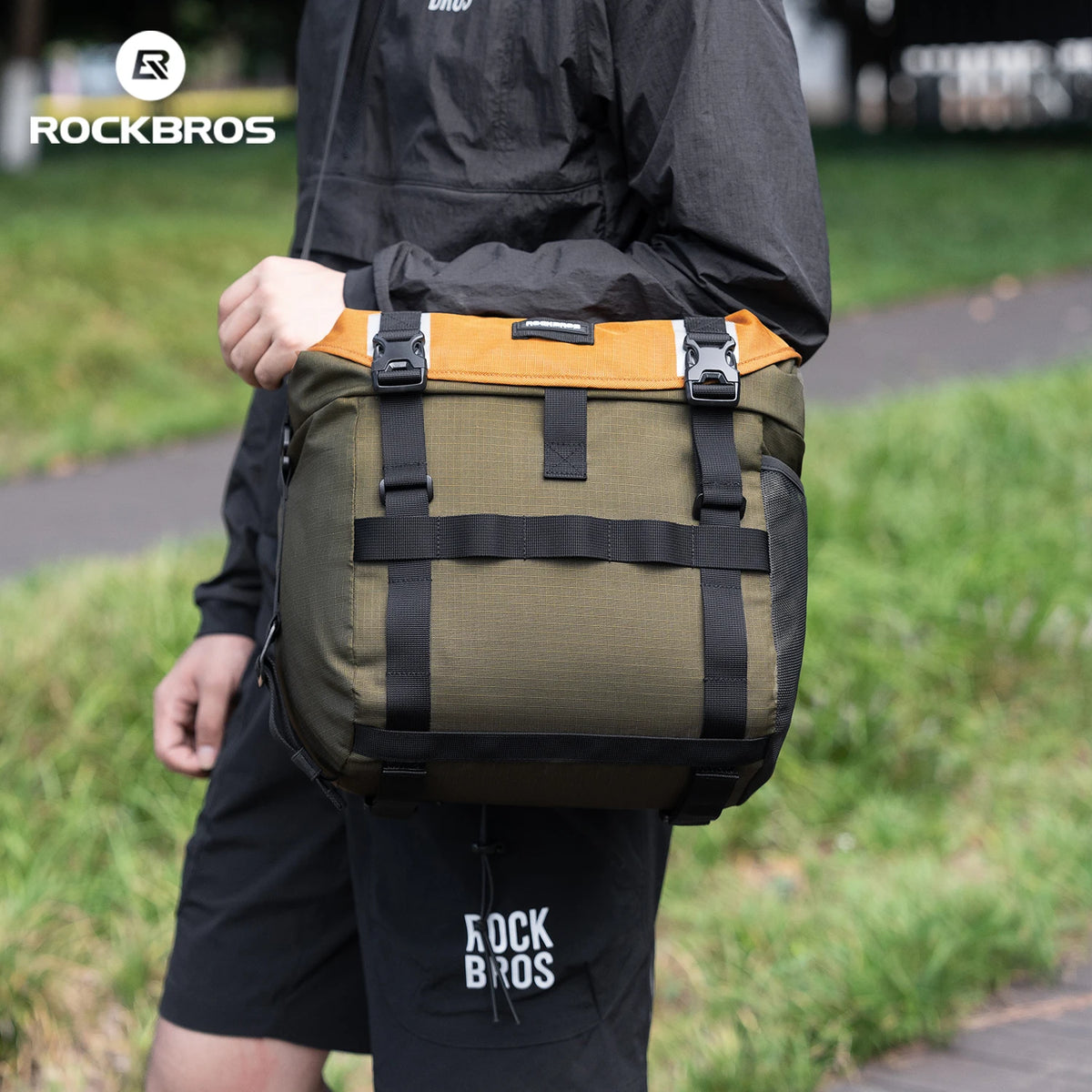 ROCKBROS Front Bike Bag Portable Waterproof Shoulder Bag Versatile for Multiple Scenarios 24L Expandable Handlebar Bag