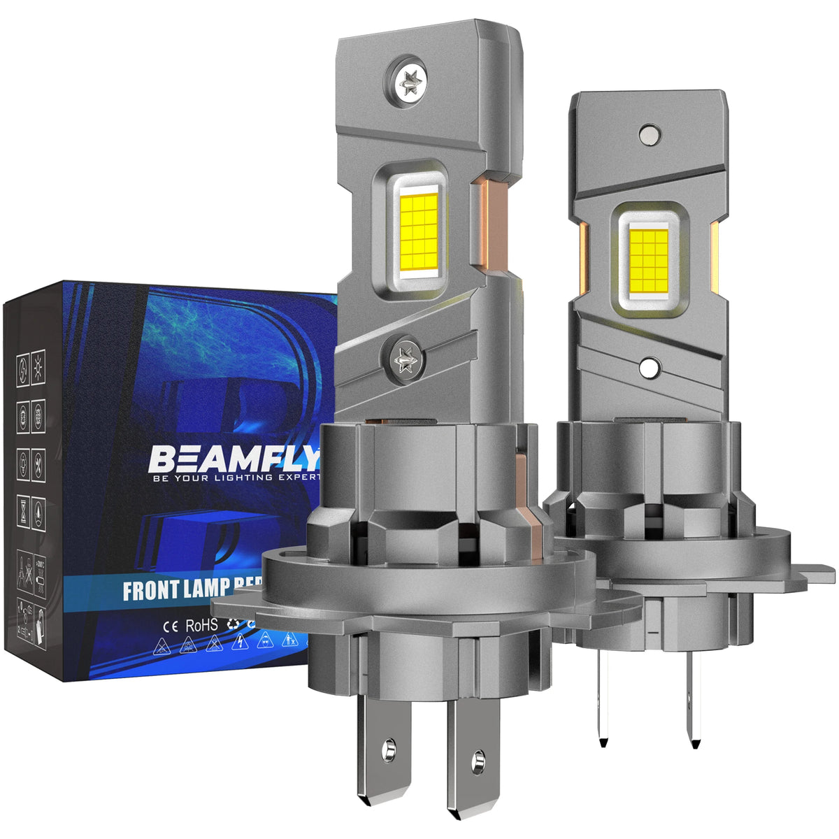 BEAMFLY H7 LED Bulb Copper Tube Heat Dissipation, 110W 36,000Lm 700% Brightness Boost, 30 CSP Chips for Cars and Motorcycles