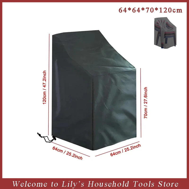 Stacked Chair Dust Cover Outdoor Garden Patio Furniture Protector Cover Waterproof Dustproof Chaircover Rain Cover Chair Sofa