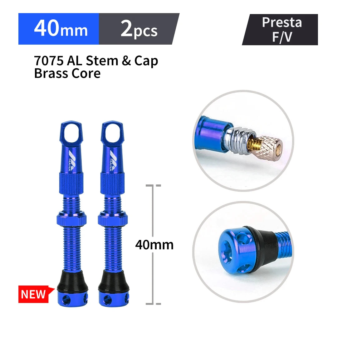 MANA 1Pair Bicycle Presta Valve 40/53/63/78/100mm 7075 Aluminum Alloy For Tubeless Road/MTB/Gravel Bike-ELITEWHEELS Valve